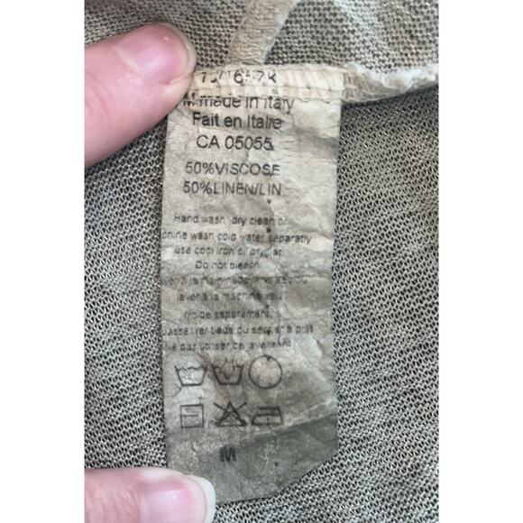 M Made In Italy Wm Sz Med Sharkbite Green Linen-Blend Top Bohemian Norm Eurocore - Picture 11 of 11